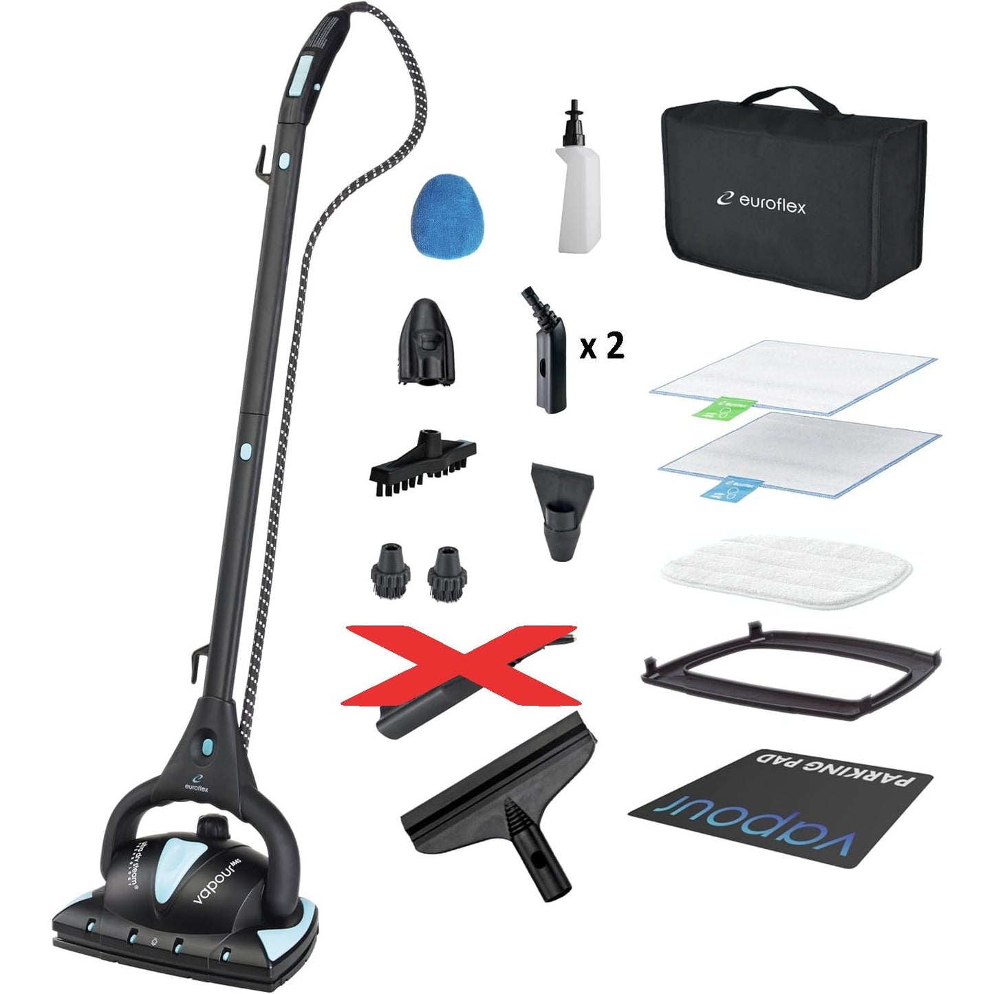 Euroflex Vapour Hybrid Pro Steam Mop & All‑in‑One Steam Cleaner w/ Accessories