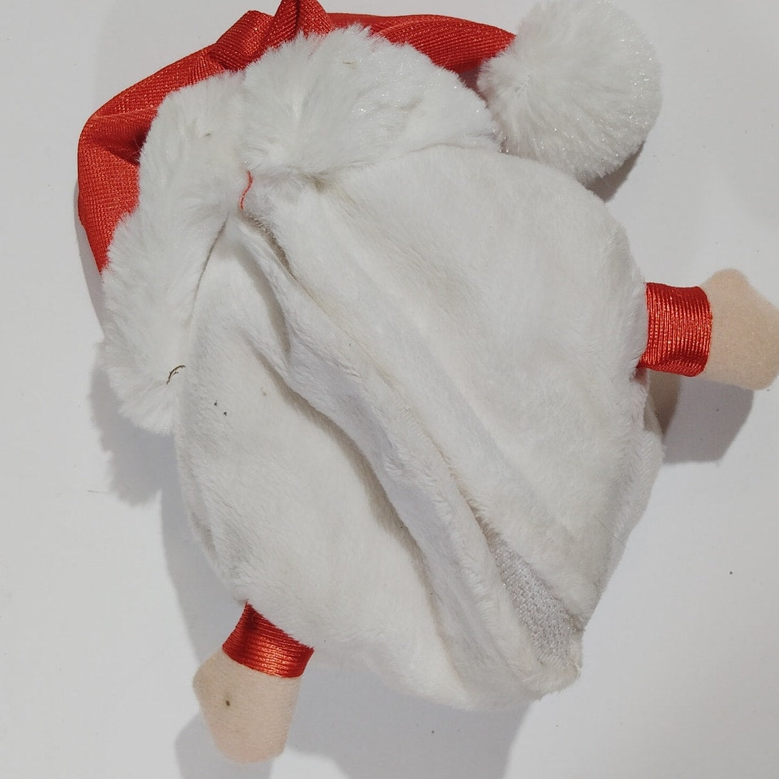 Stuffed Santa Plush 7"x6"x4" Velcro Back Storage Pouch, Hidden Gift Bag or Decor