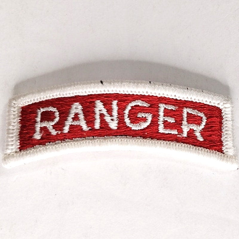 RANGER Tab White on Red 2‑1/4" × 3/4" Sew‑On – Patch