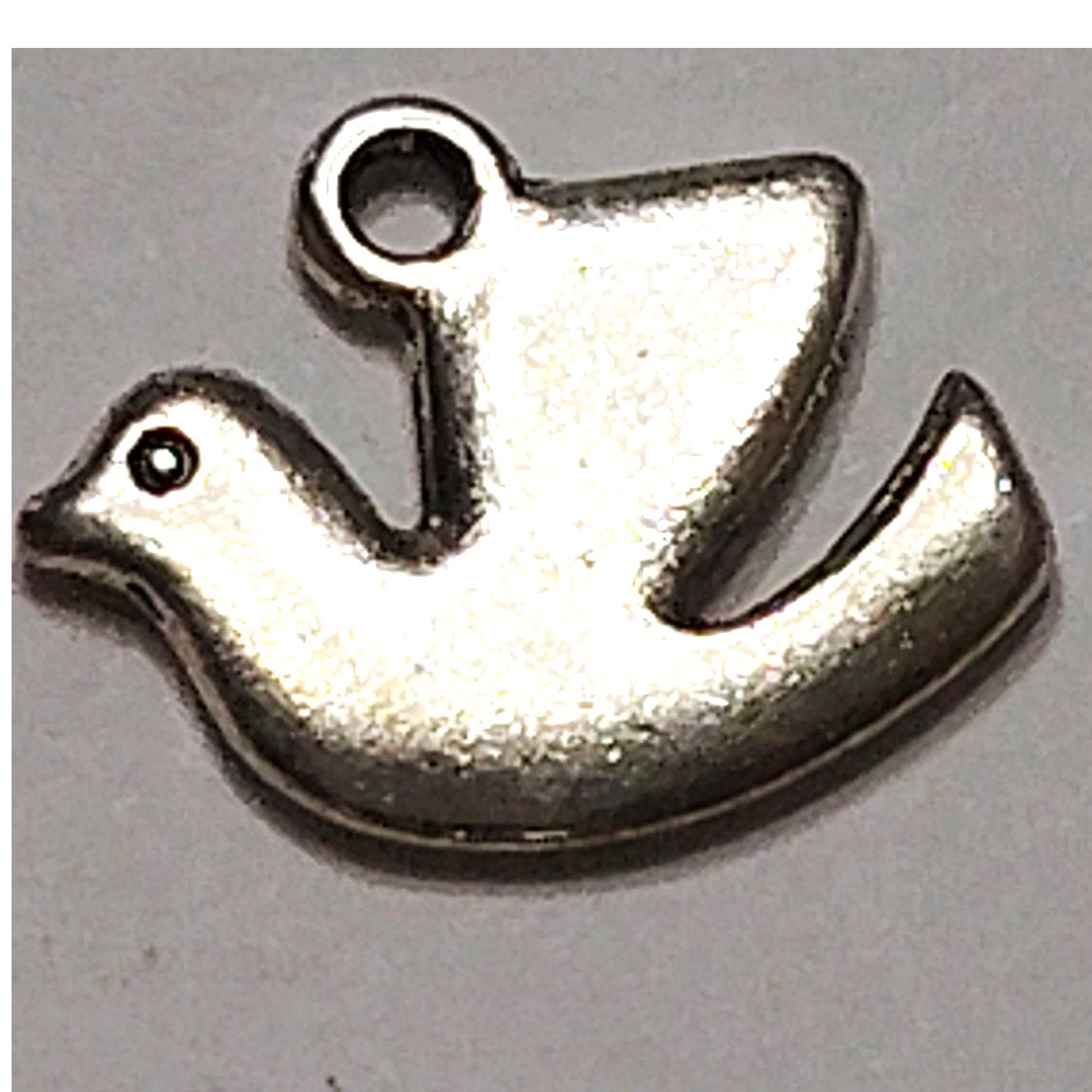 Flying Dove Charm Patinated Silver‑Tone Metal Dove Pendant 1/2" Symbol of Peace