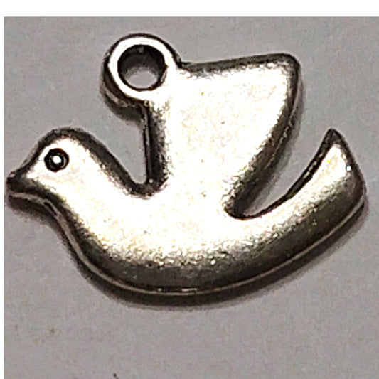 Flying Dove Charm Patinated Silver‑Tone Metal Dove Pendant 1/2" Symbol of Peace