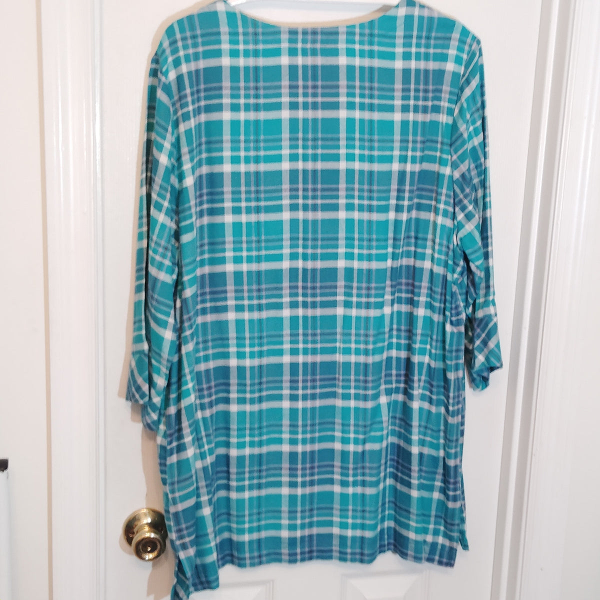 Blair Teal Plaid Tunic Pullover Corduroy Pant Set Women’s Large Excellent Estate