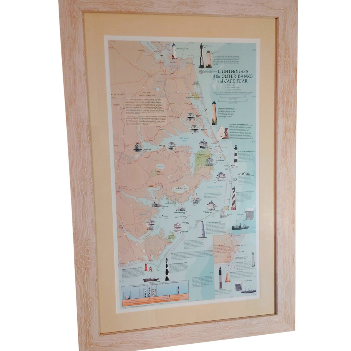 VTG “Graveyard of the Atlantic” NC Lighthouses, Pro-Framed Double‐Matted 20"x11"