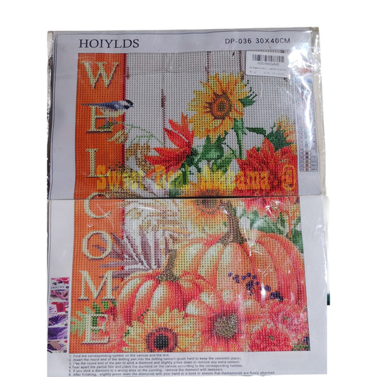 Hoiylds Fall Diamond Kit - Welcome Fall, Pumpkins and Sunflowers, 11.8" x 15.75"