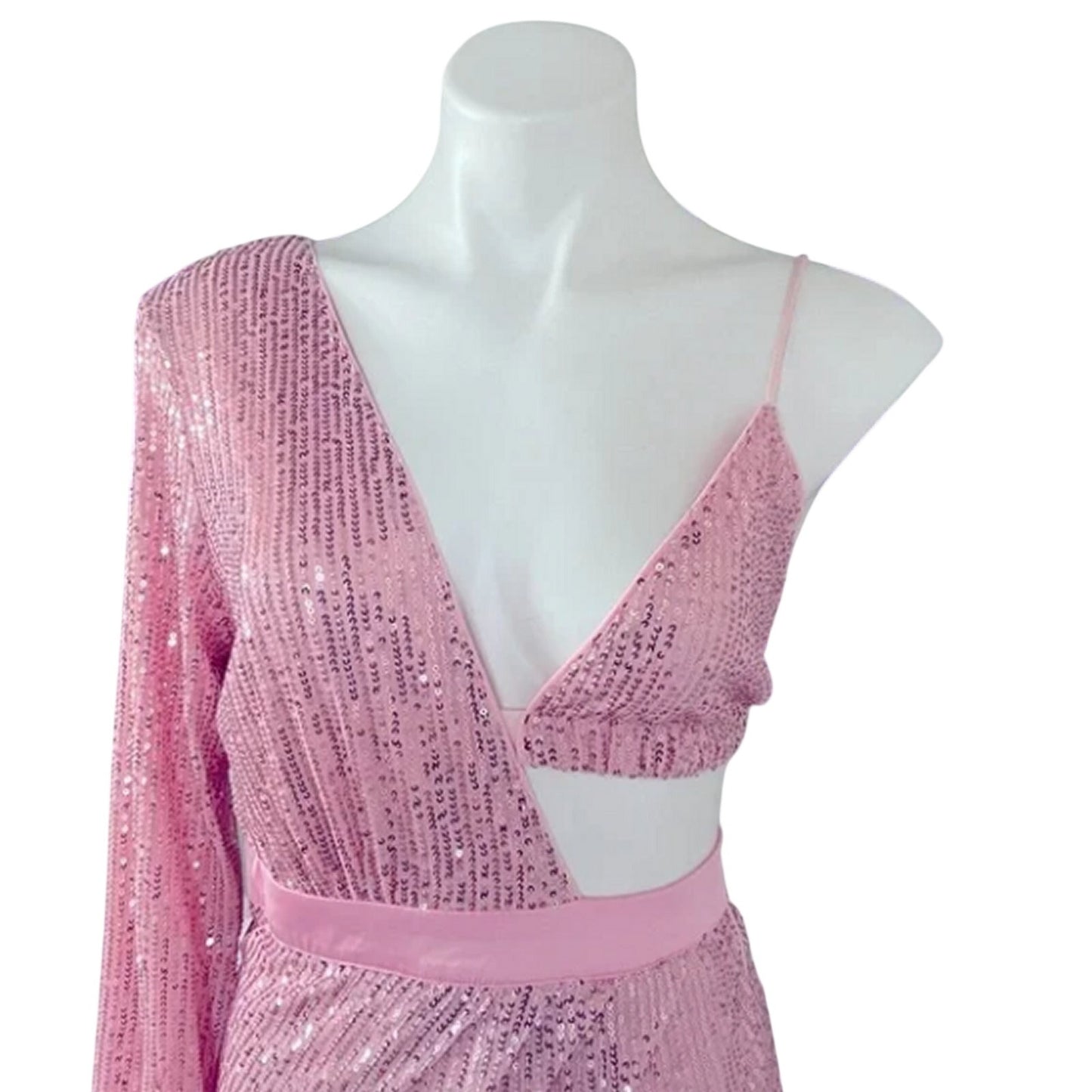 Area Stars Cutout Sequin Mini Dress Pink L