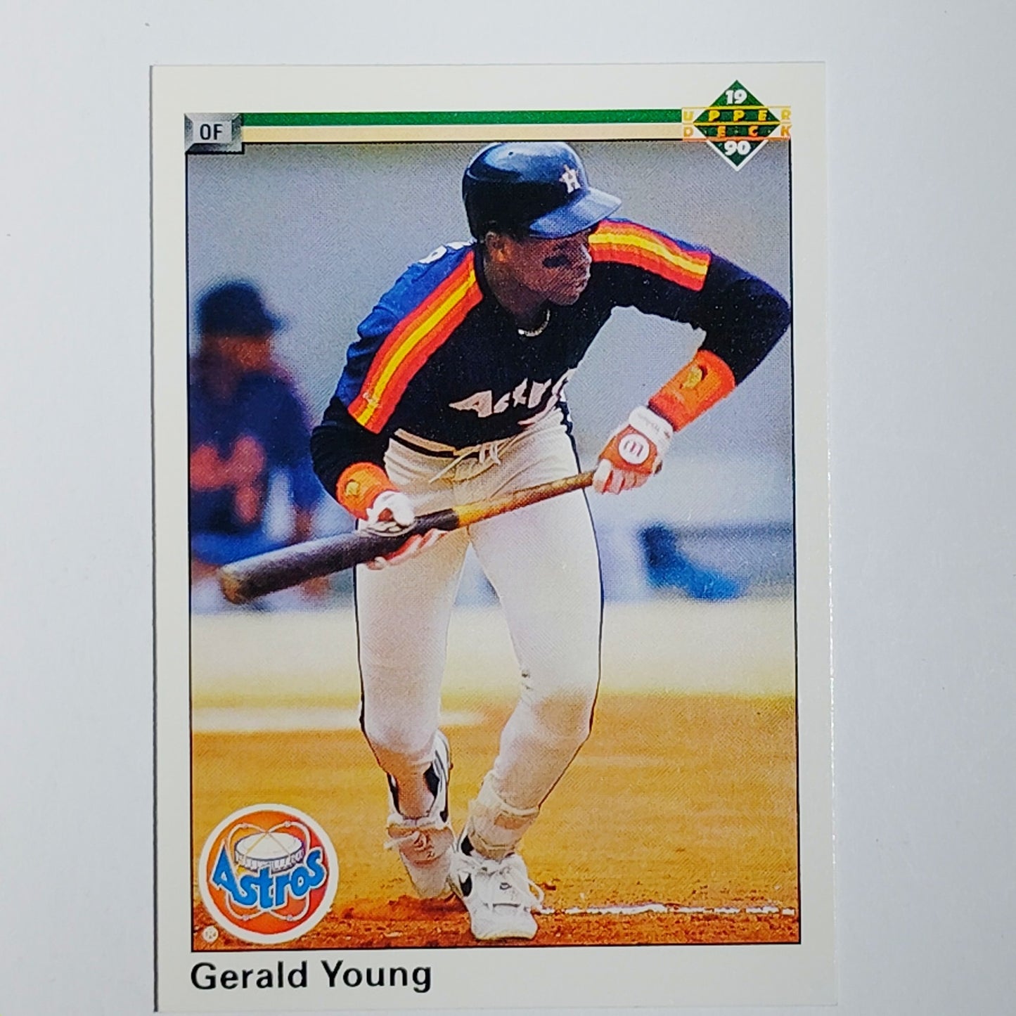1990 Upper Deck Gerald Young #196 Houston Astros Outfielder Bunting Action - VG/EX