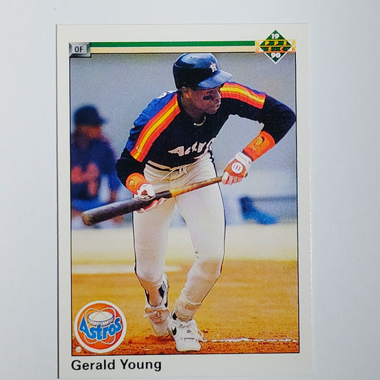1990 Upper Deck Gerald Young #196 Houston Astros Outfielder Bunting Action - VG/EX