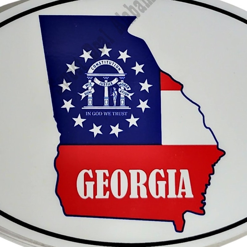 Oval State of Georgia by Zip Strips Removable Vinyl Bumper Sticker 6" x 4"