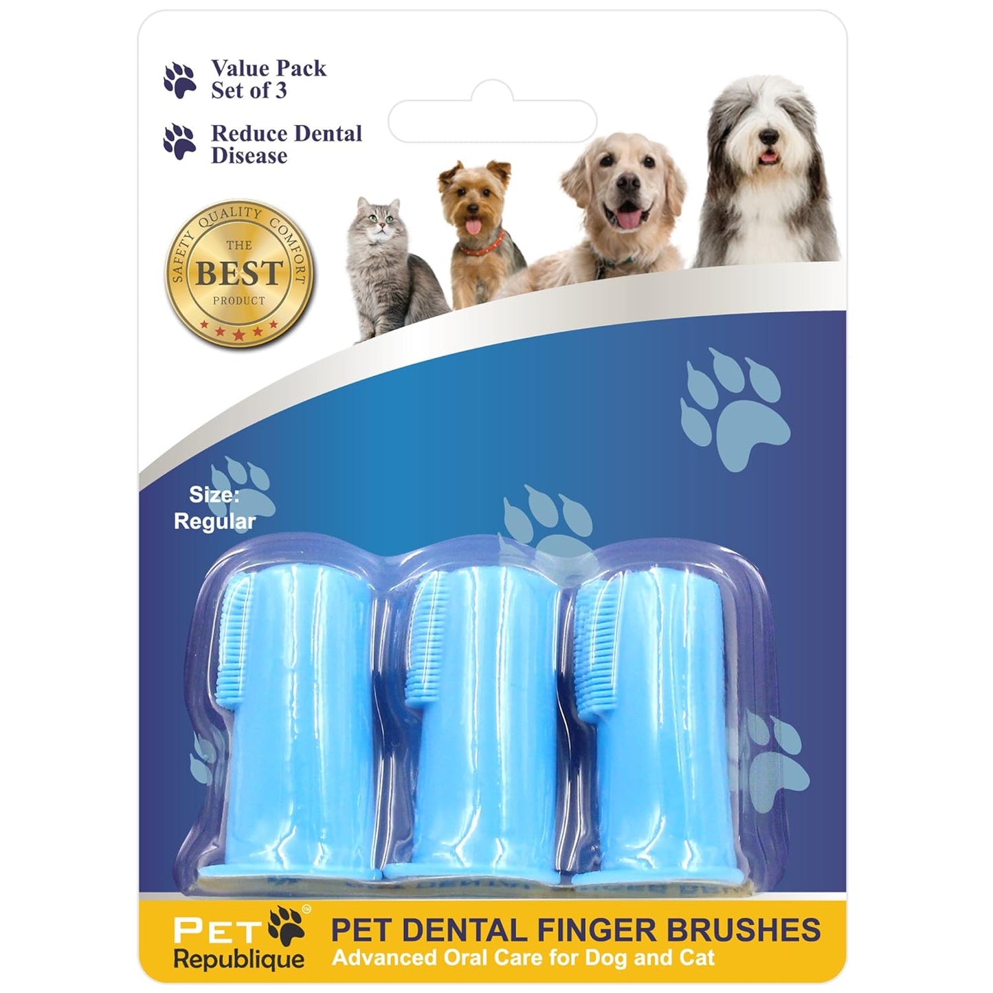 Pet Republique Dog & Cat Finger Toothbrush 6‑Count Soft Silicone Brushes