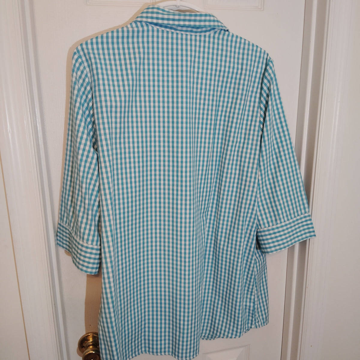 Blair Turquoise Gingham Tunic Shirt & Teal Tank Set Women’s Large Estate Outfit