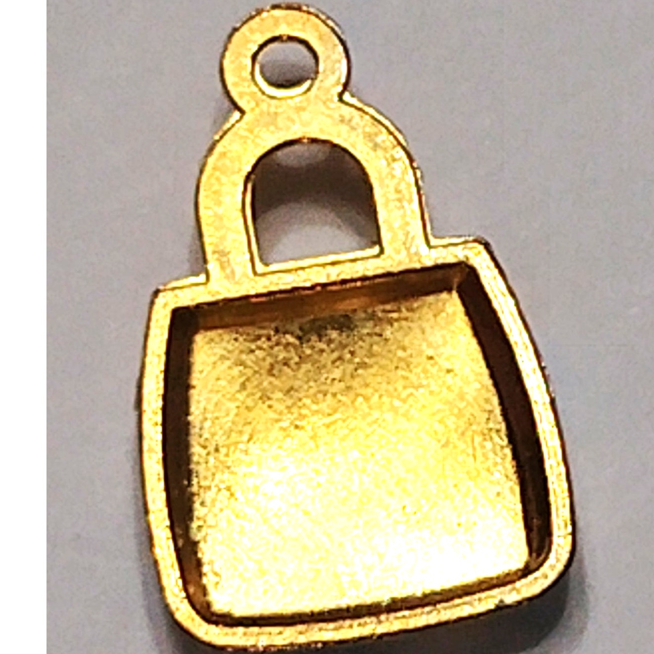 Blue Checkered Purse Charm Enamel Gold‑Tone with Rhinestones 5/8" Pendant