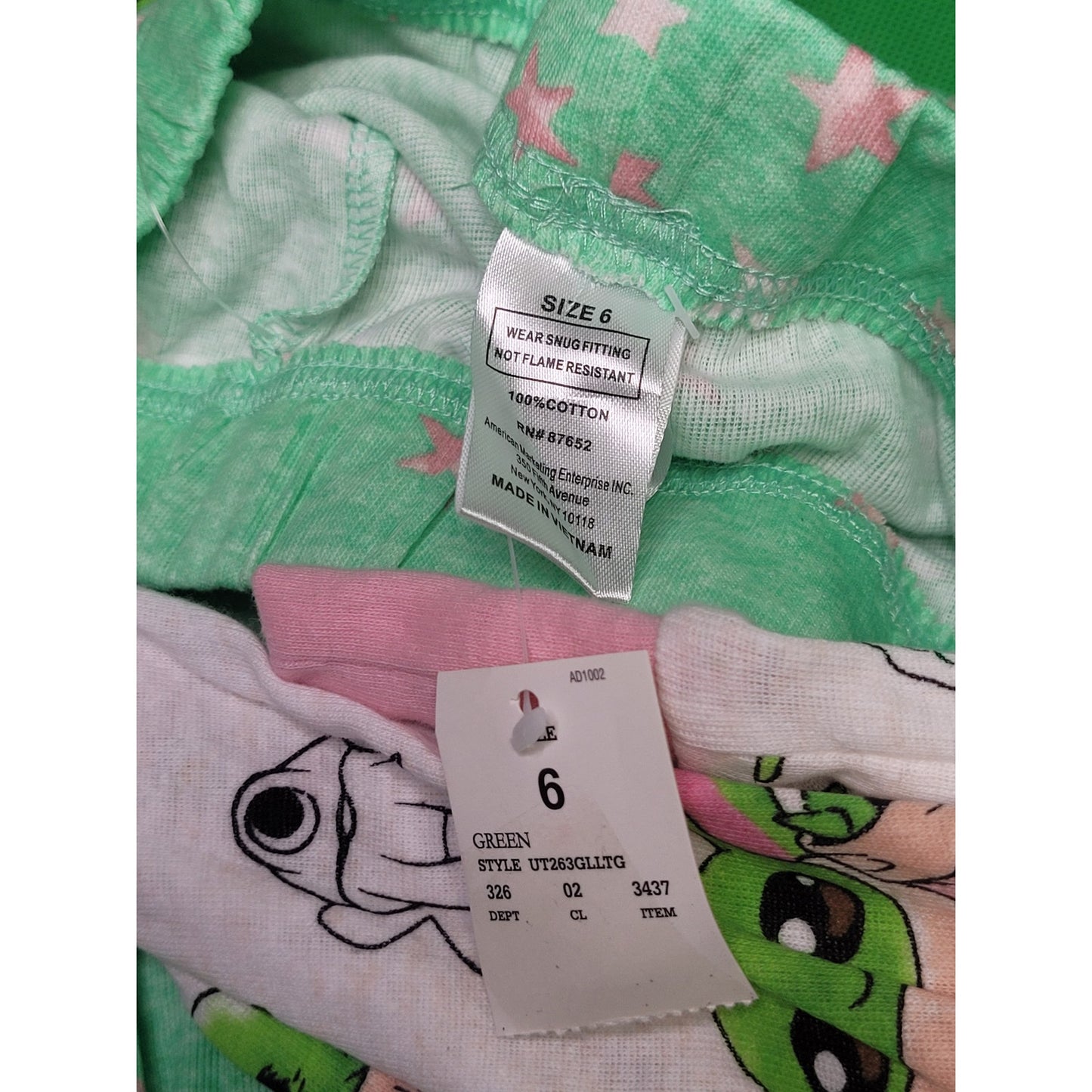 Two (2) Pairs, Child Size 6, Star Wars Pajama Pants, Baby Yoda, 100% Cotton