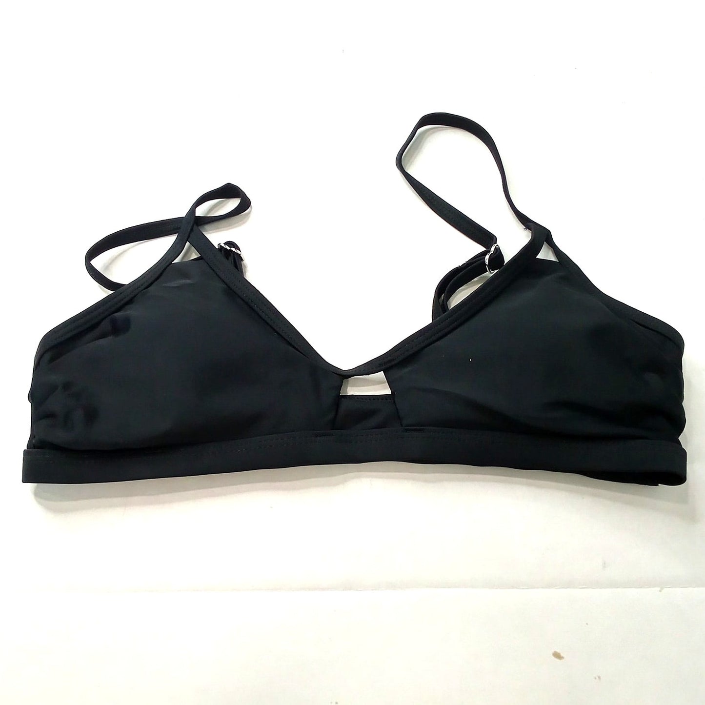 Cupshe Black Deep V Keyhole Bikini Top Adjustable Spaghetti Straps Women’s XS
