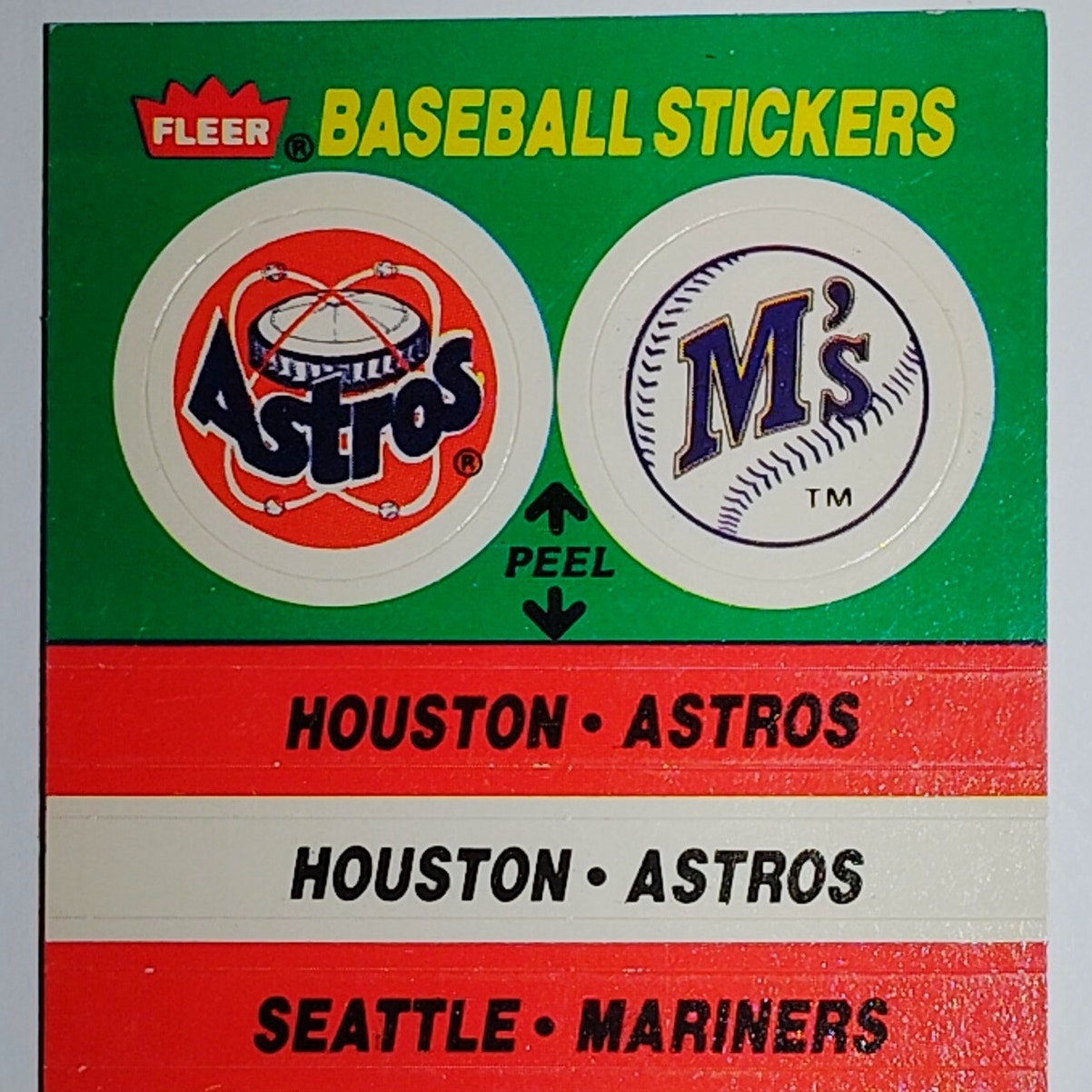 1987 Fleer Team Sticker Astros/Mariners - Reverse: Oakland-Alameda Stadium VG/EX