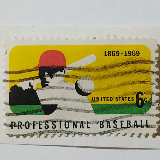 1969 Scott No. 1381 – 6¢ Professional Baseball Centennial – Used