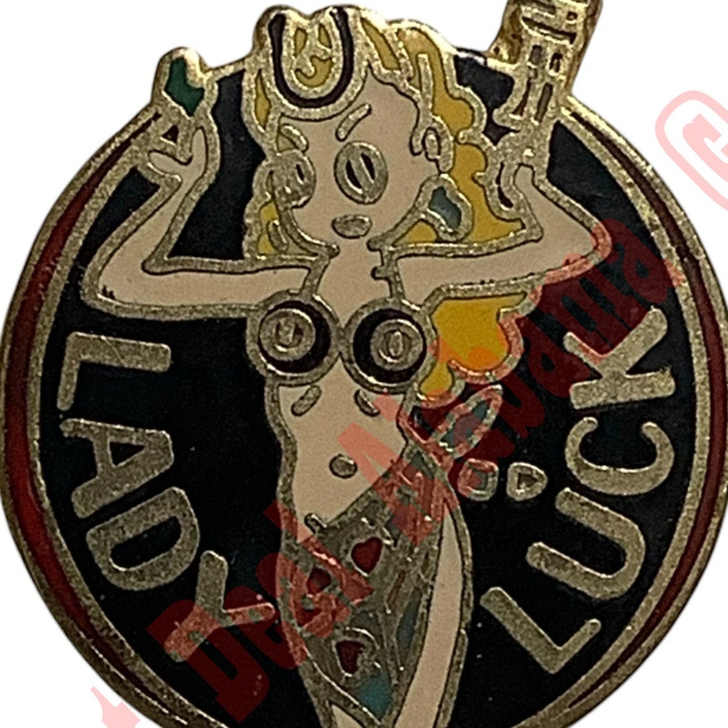 Lady Luck Aviator Hat or Lapel Pin 1-1/4"H x 7/8"W WWII Aviator's Nose Art