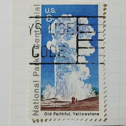 1972 US Postage Stamp #1453 Old Faithful Yellowstone National Parks Used VTG