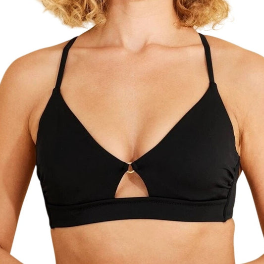Women’s Longline Ring Detail Underwire Bikini Top – Shade & Shore Black 38B