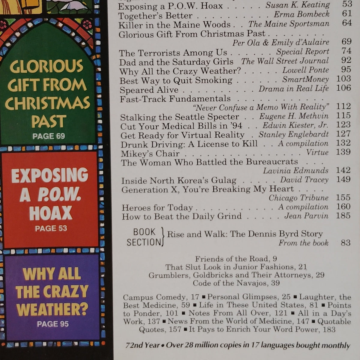 Reader's Digest December 1993 Vintage Christmas Stained Glass Magazine