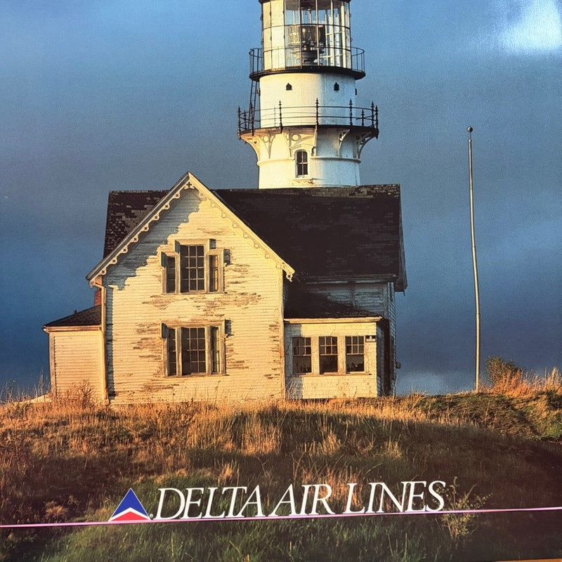 Original 1970's Delta Air Lines New England Lighthouse Travel Poster 28" x 22"