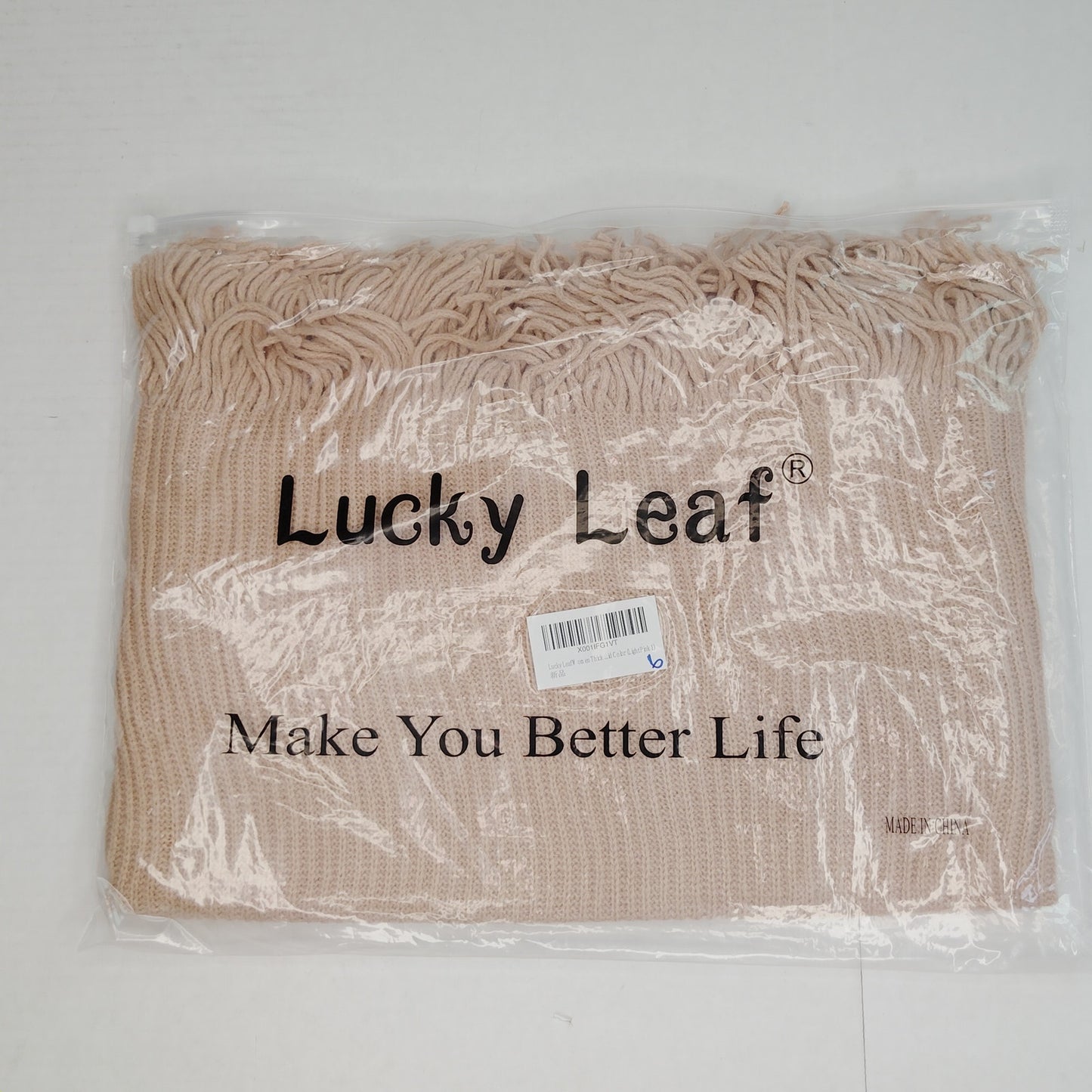 Lucky Leaf Infinity Scarf w/ Tassels Lightweight 100% Acrylic Solid Light Pink