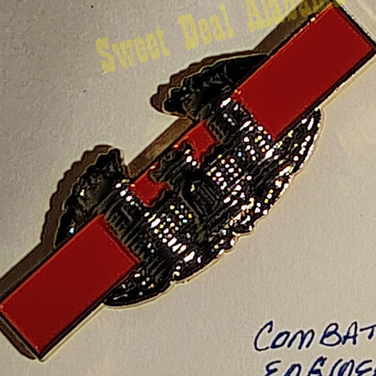 Army Combat Engineer Badge Pin 3"W x 1"H, Red, W/ Castle Emblem