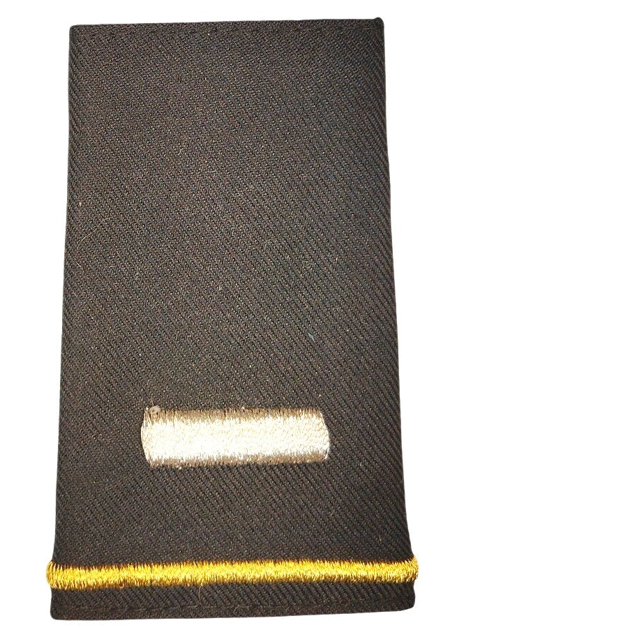 US Army First Lieutenant O‑2 Shoulder Marks Black ASU Female 3‑1/4 × 2‑1/4" Pair