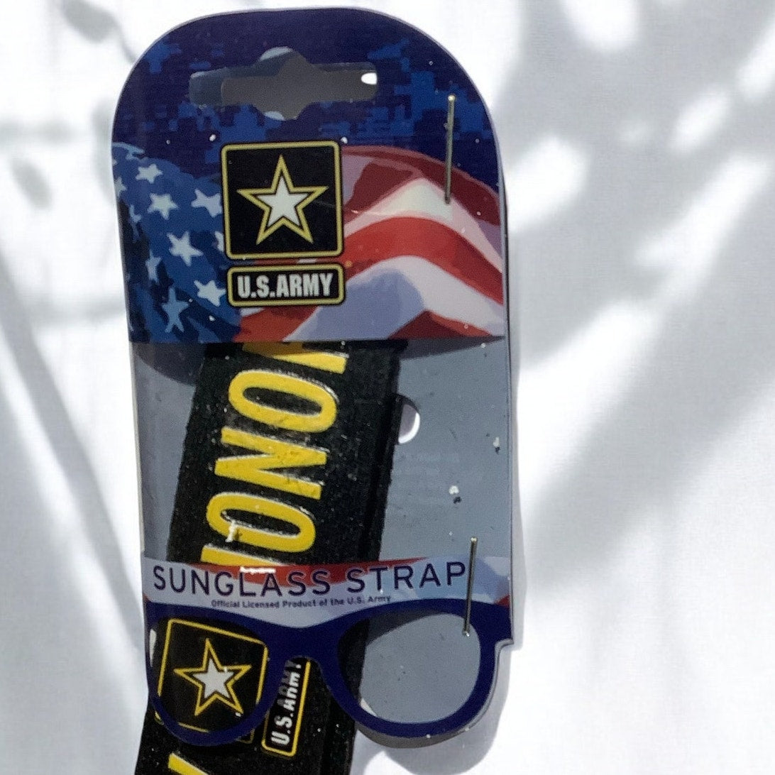 U.S. Army Glasses / Sunglasses Strap, Black, with Licensed U.S. Army Graphics