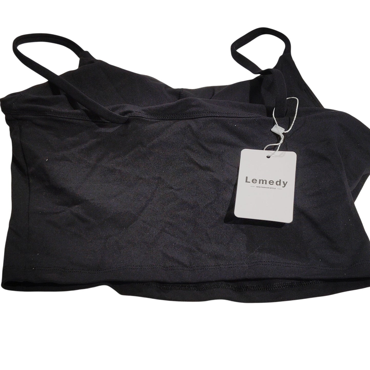 Padded Sports Bra Swim Top – Scoop Neck Longline – Black – Medium – NWT