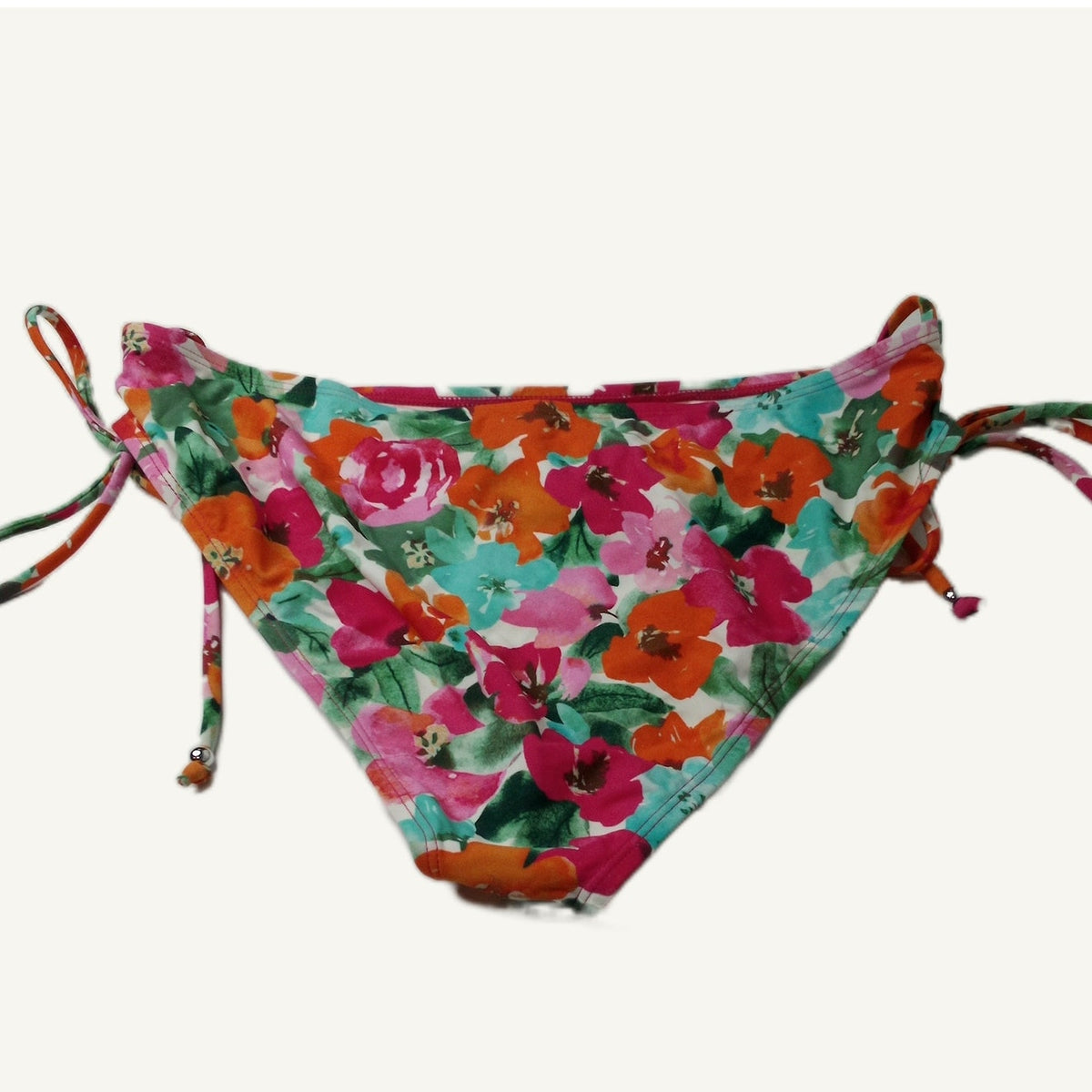 Women's Watercolor Floral Side-Tie Bikini Bottom XL Multicolor Pink Swimwear