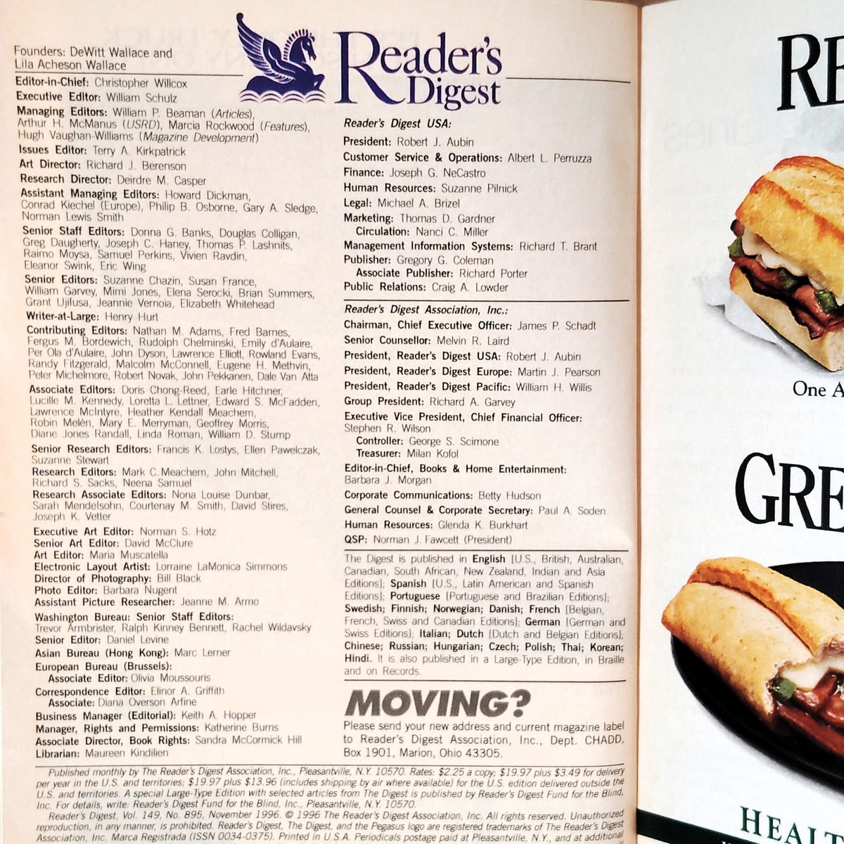 Reader's Digest November 1996 Presidential Debate '96 Clinton Dole Magazine