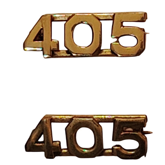 Early/Mid 1900s Brass C-Clasp Number "405" Collar Device 3/8"H Hat / Lapel Pin