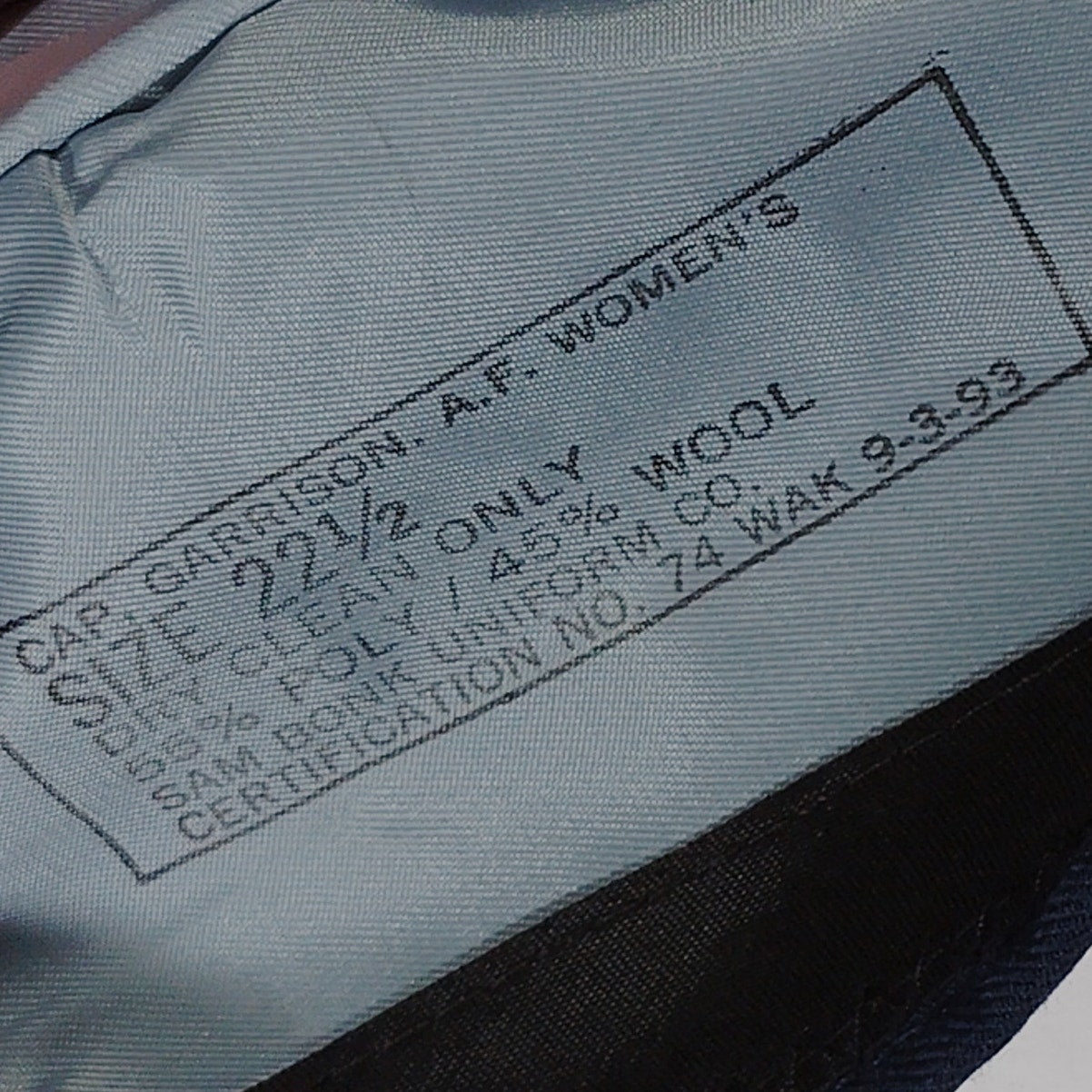 Women's A.F. Garrison Cap – Size 22-1/2, Sam Bonk Uniform Co., Poly/Wool Blend