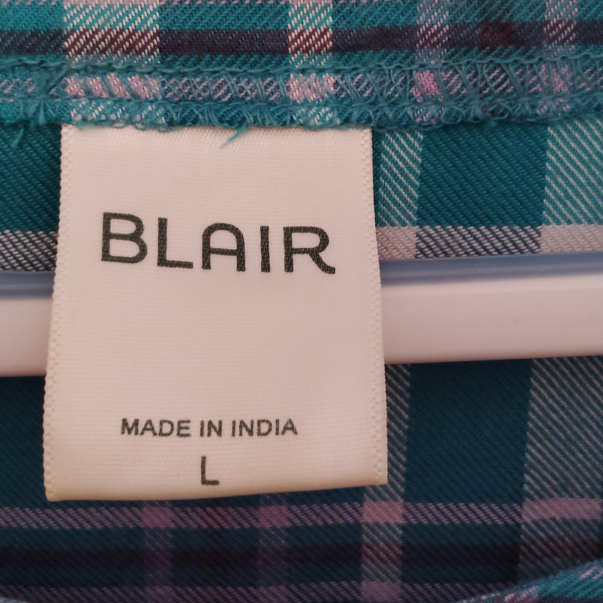 Blair Teal Plaid Tunic Pullover Corduroy Pant Set Women’s Large Excellent Estate