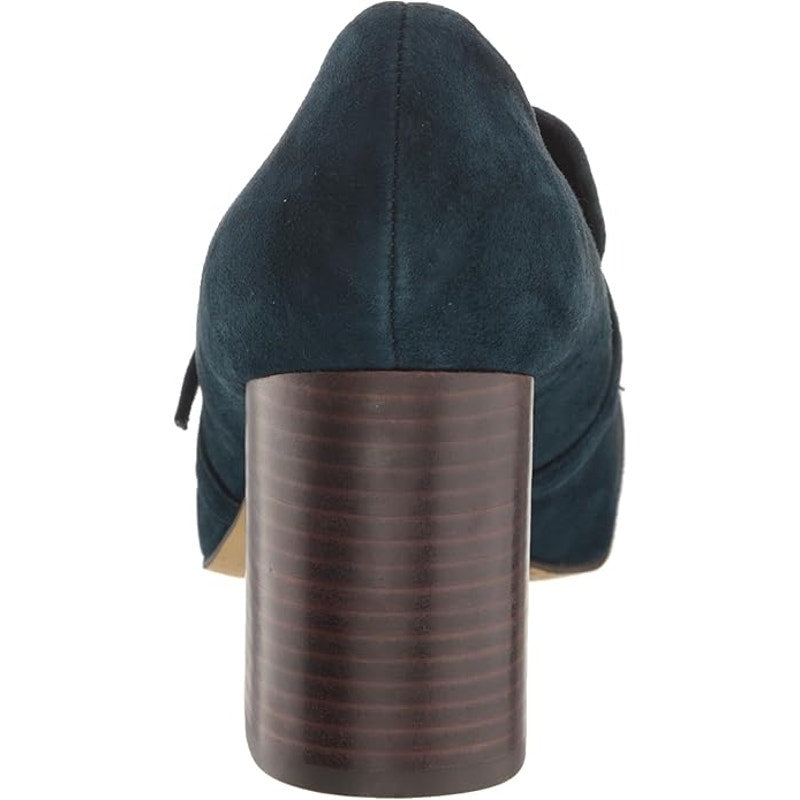 Bella Vita Ashton Pump – Navy Suede Leather, Womens 9 XW, Block Heel Square Toe