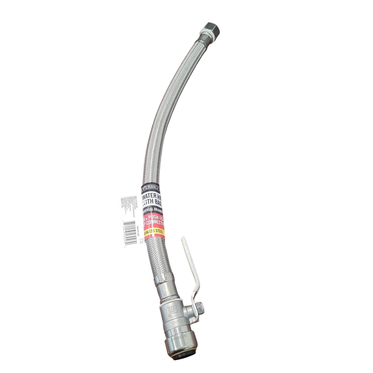 3/4" PTC × 3/4" FIP × 18" Braided Stainless Water Heater Connector w/ Ball Valve