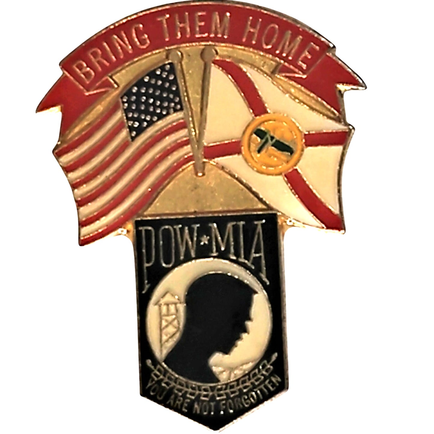 Florida POW‑MIA Bring Them Home Novelty Biker Jacket Hat Lapel Pin 1‑1/4" × 7/8"