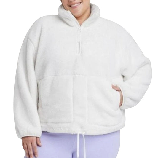 All in Motion High‑Pile Fleece 1/2‑Zip Pullover – Cream – Women’s 2X