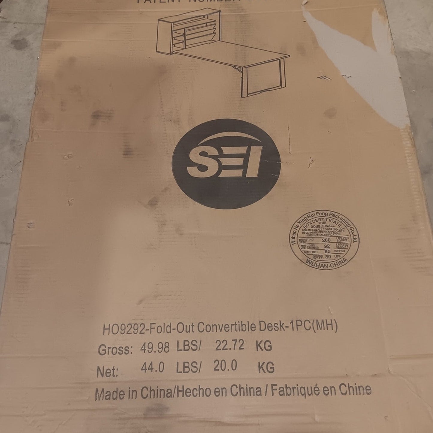 Floating Fold Down Desks with Built-In Storage, Antique White 36"D x 22"W x 58"H