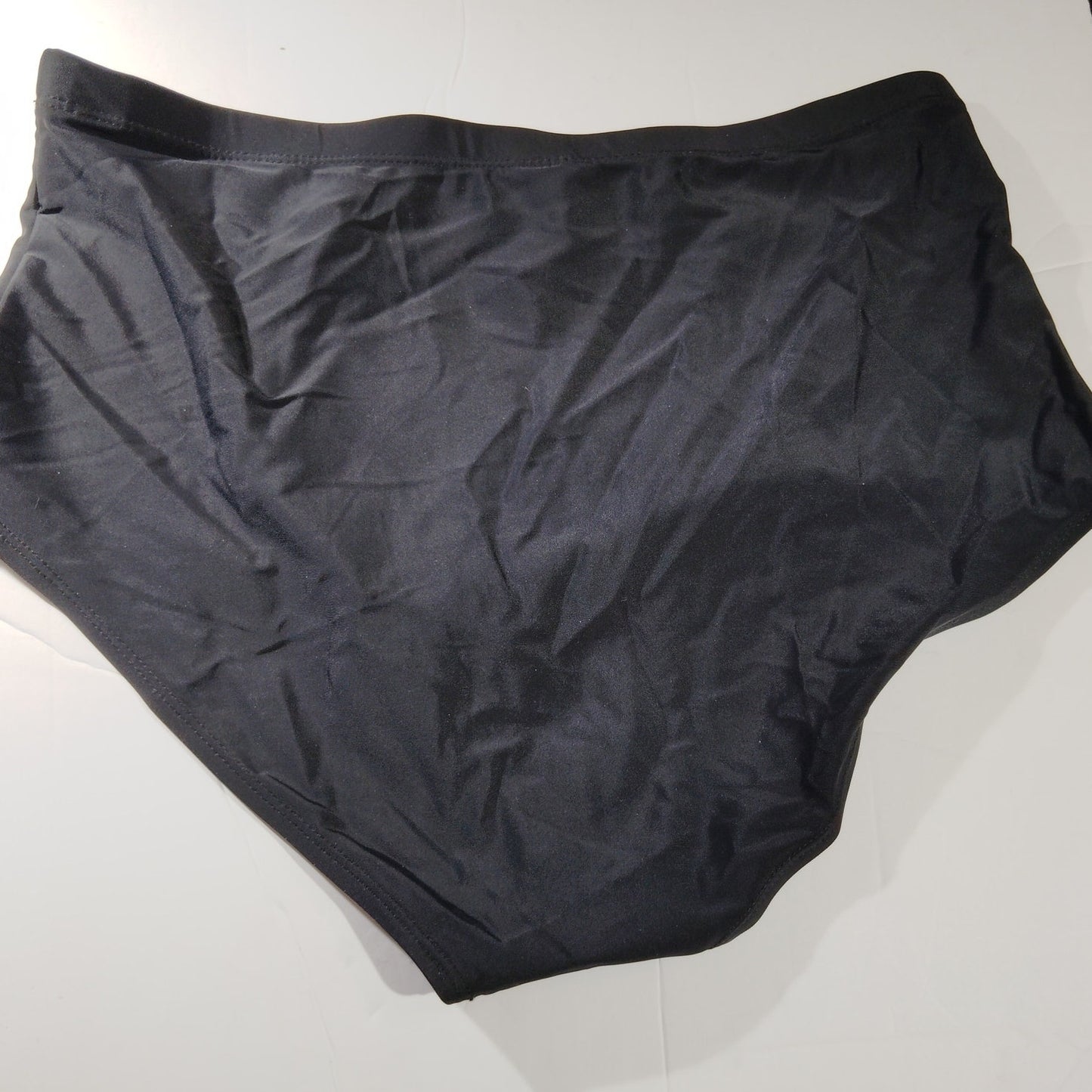 Micosuza Women’s High‑Waisted Bikini Bottoms – Black – Medium (12) - NWT