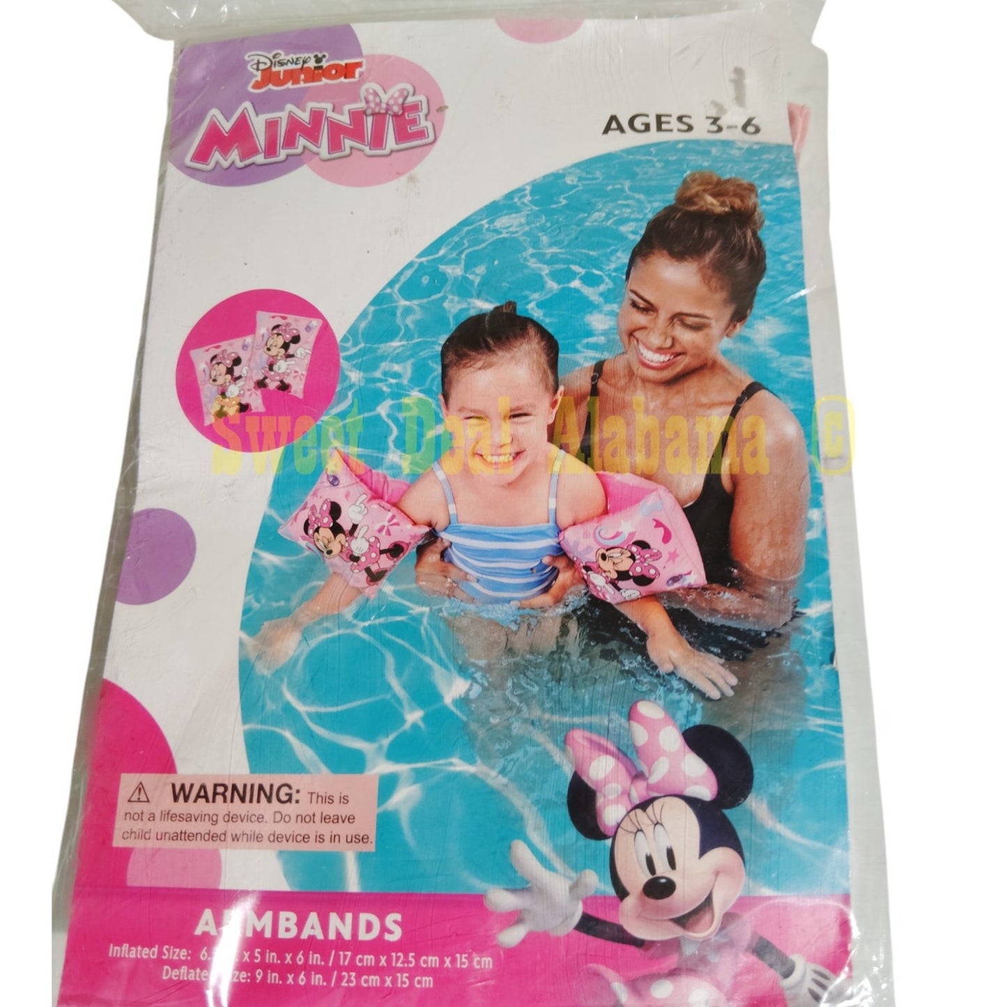 Disney Junior Minnie Mouse, Pool Arm Floats, , Inflated 6.5" x 5" x 6", Ages 3-6