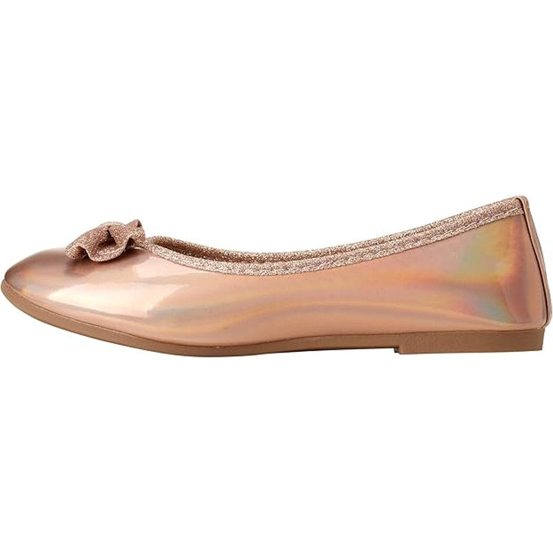 Kensie Girl Toddler Girls’ Ballet Flats – Rose Gold Glitter Bow, Size 7