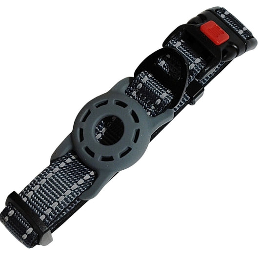 Reflective Pet Collar (SM) w/ Integrated AirTag Holder, Adjustable Safety Design
