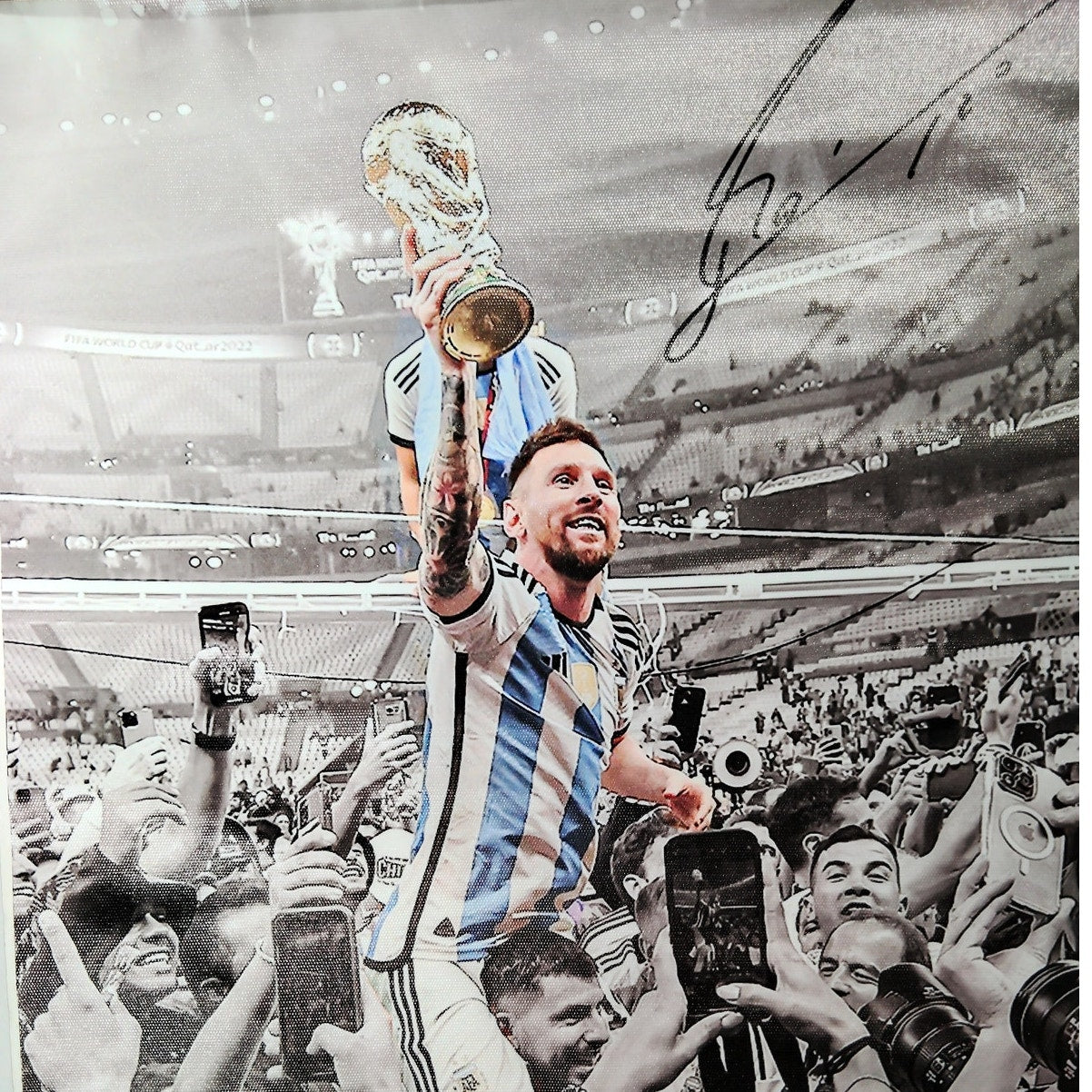 Lionel Messi World Cup 2022 Victory Canvas Print – Argentina Soccer Champion Wall Art (Unframed)