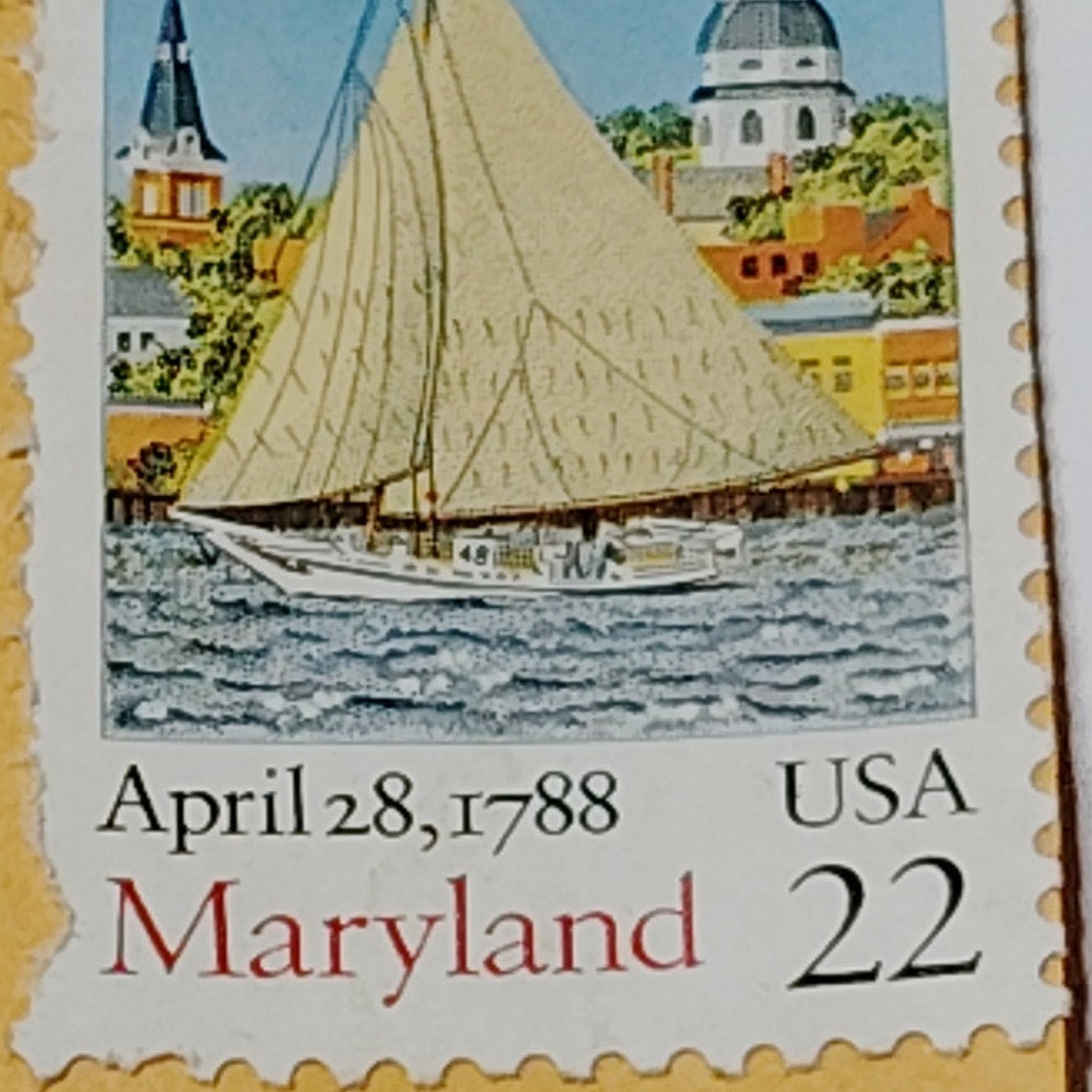 1988 Maryland Bicentennial 22-Cent US Postage Stamp - Chesapeake Bay Skipjack