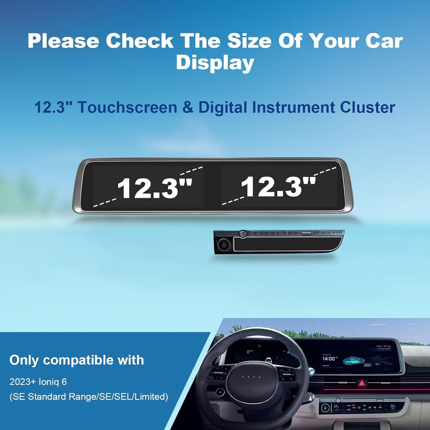 4pcs- Screen Protector for 2023–25 Hyundai Ioniq 6, Fits 12.3" Display & A/C Panel- SE, SEL, Limited