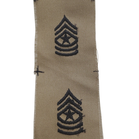 US Army Sergeant Major SGM E‑9 Sew‑On Rank Strip, Brown Khaki DCU – 5‑1/2" × 2"