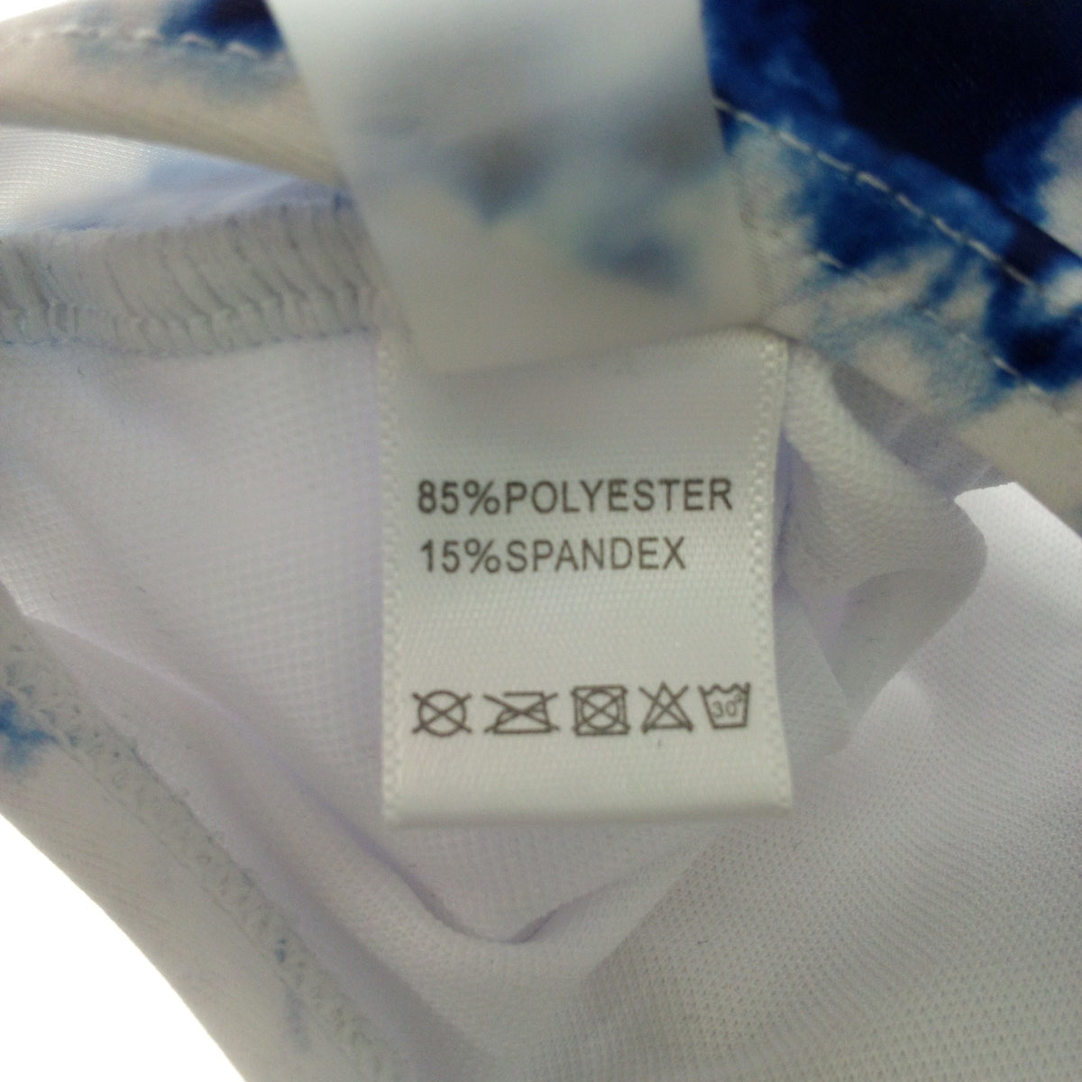 Women's Blue White Tie-Dye Bikini Top Size L Strappy Crisscross Back Swimwear