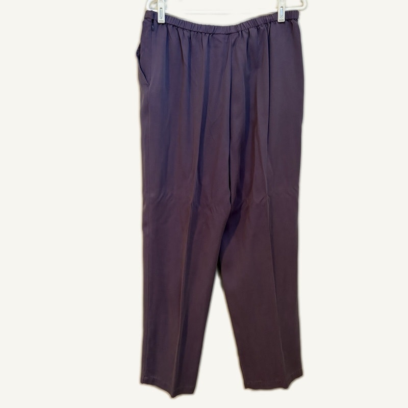 Travel Smith Women's L Purple Plaid Button-Up Top & Tencel Lyocell Pants Set