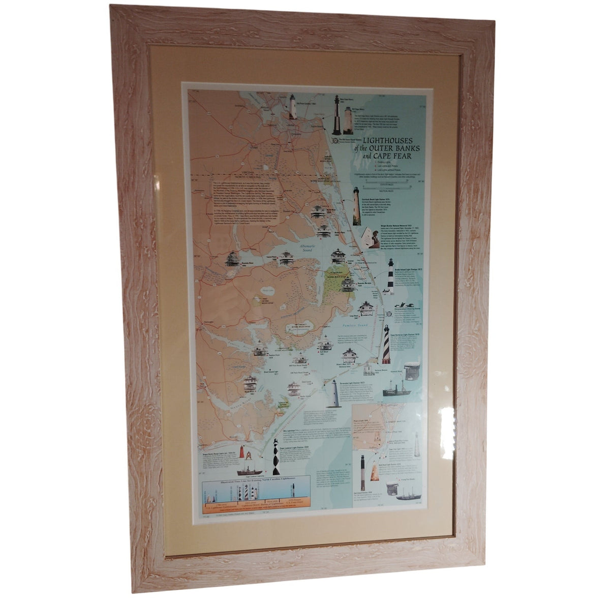 VTG “Graveyard of the Atlantic” NC Lighthouses, Pro-Framed Double‐Matted 20"x11"